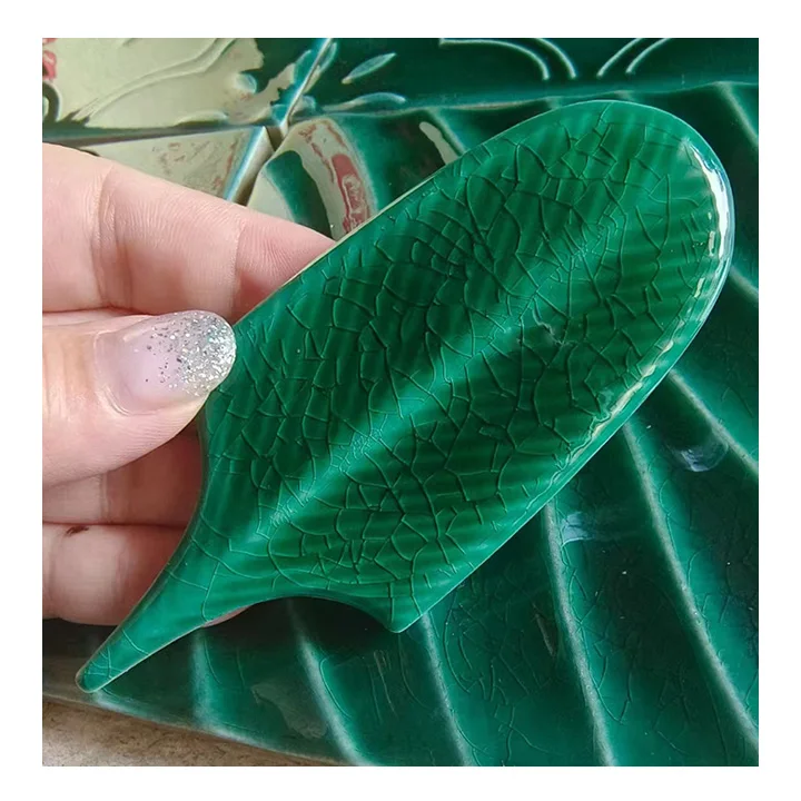 Feather Shape Tiles Color Ice Crack Popular Ceramic Pool Waterjet Mosaic Cutting Wall Tile Leaf Pattern