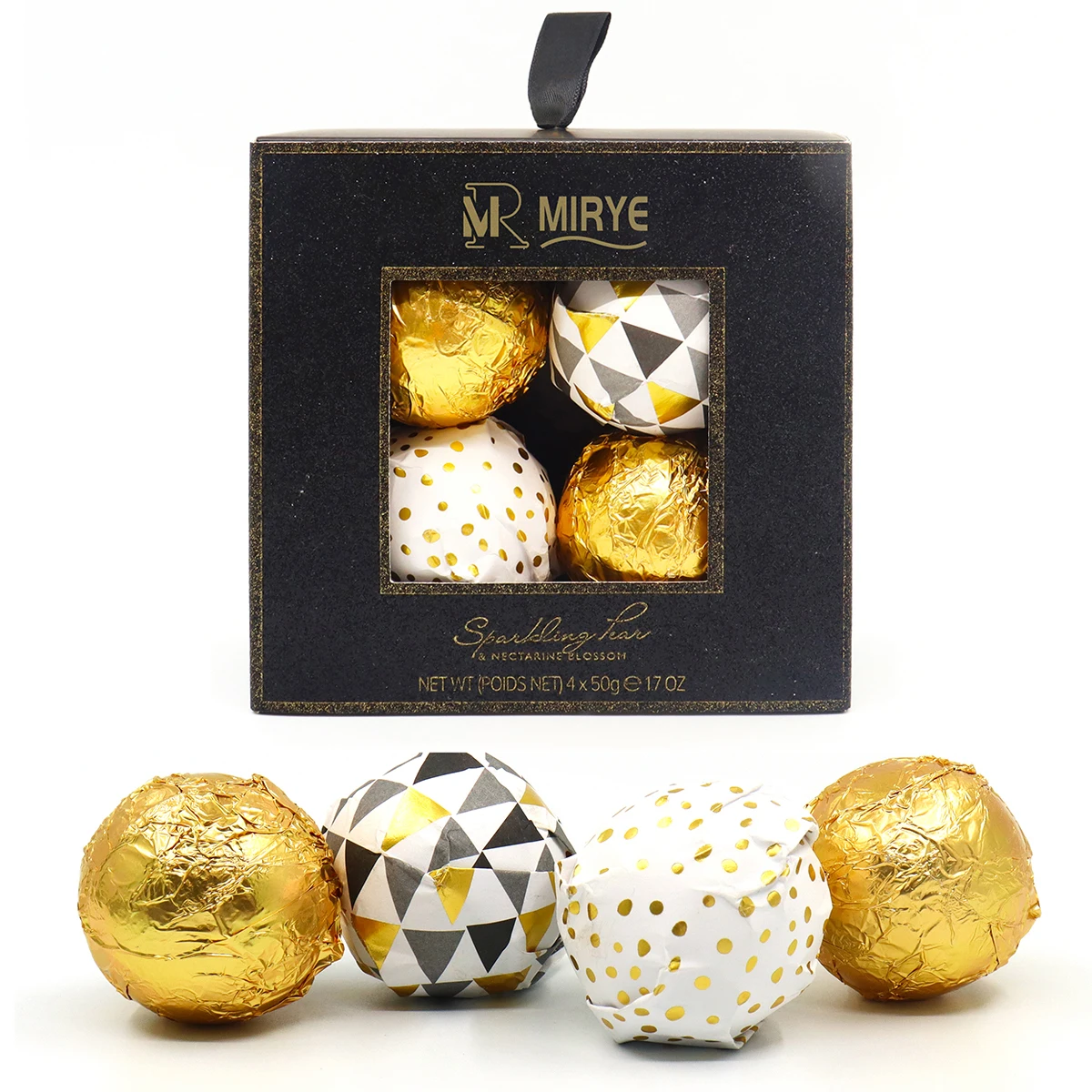 Shiyan Customizable private label 4 bath bombs black gift set bubble bath bomb gift box bath Natural organic fizzy ball