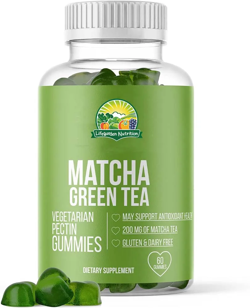 Custom Logo Shape Dietary Supplement Vitamin Nutrition Metabolism booster Matcha Green Tea Gummy