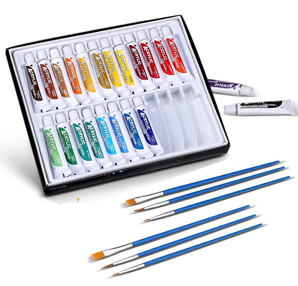 Artists & Beginners Craft Paints 24 Colors Canvas Wood Fabric Ceramic Crafts Paint Kit Acrylic Paint Set