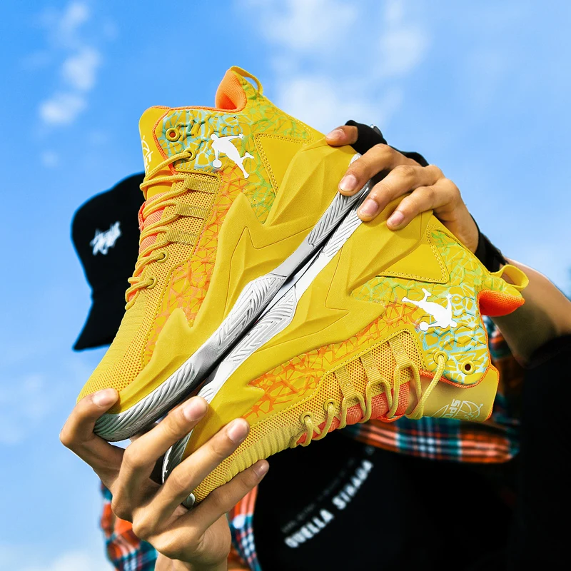 Hot Selling Street Style Fashion High Top Wear Resistant Professional Sports Shoes Mens Basketball Sneakers