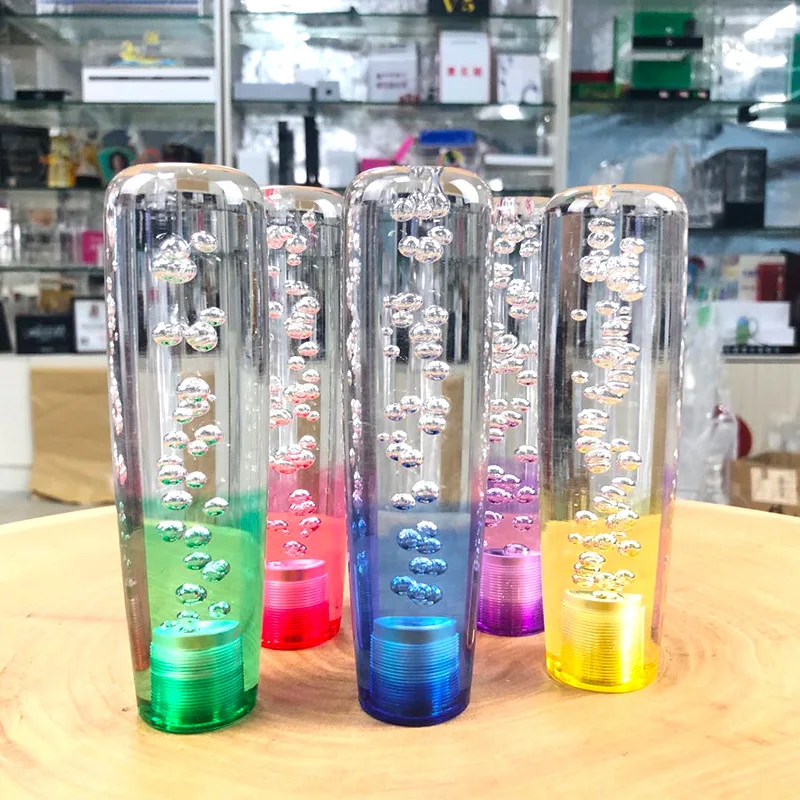 Car Monochrome Bubble Polychromatic Light Up Dildo Crystal Bubble Drift Gear Shift Knob With 3 Adapters For Universal