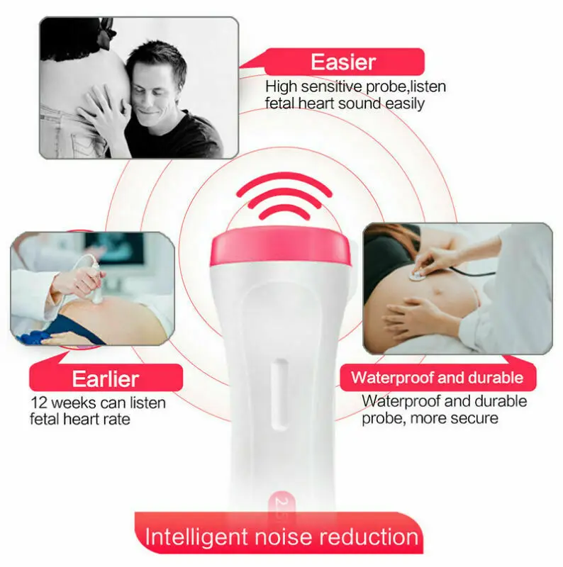 2.5MHz Pocket Fetal Doppler/Prenatal Heart Monitor Baby Beat Sound LCD Display