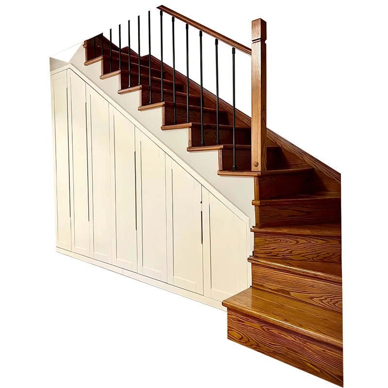 Wood Storage Ladder Design Stairs Stairs Wooden with Glass Factory Best Price Beautiful Solid Indoor for Home Customized Modern