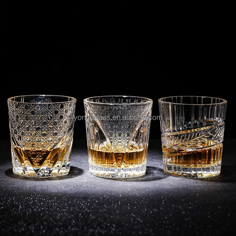 Hot selling  Carved Whiskey Glass Custom Logo Whiskey glass Beer Creative Glassware 200ml 300ml Beer Glasses
