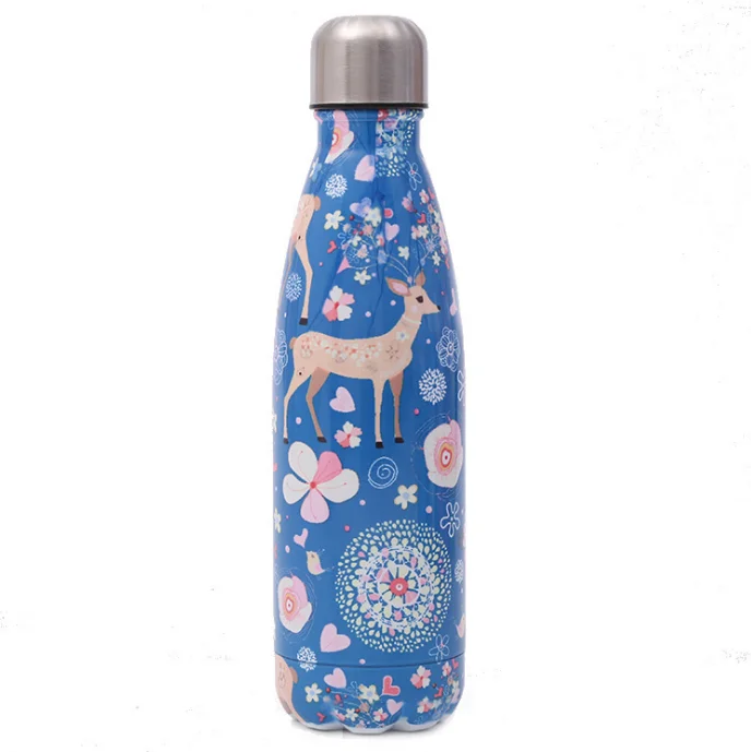 500ml customized motivational dumbbells stainless water bottle with metal lid for gym sport