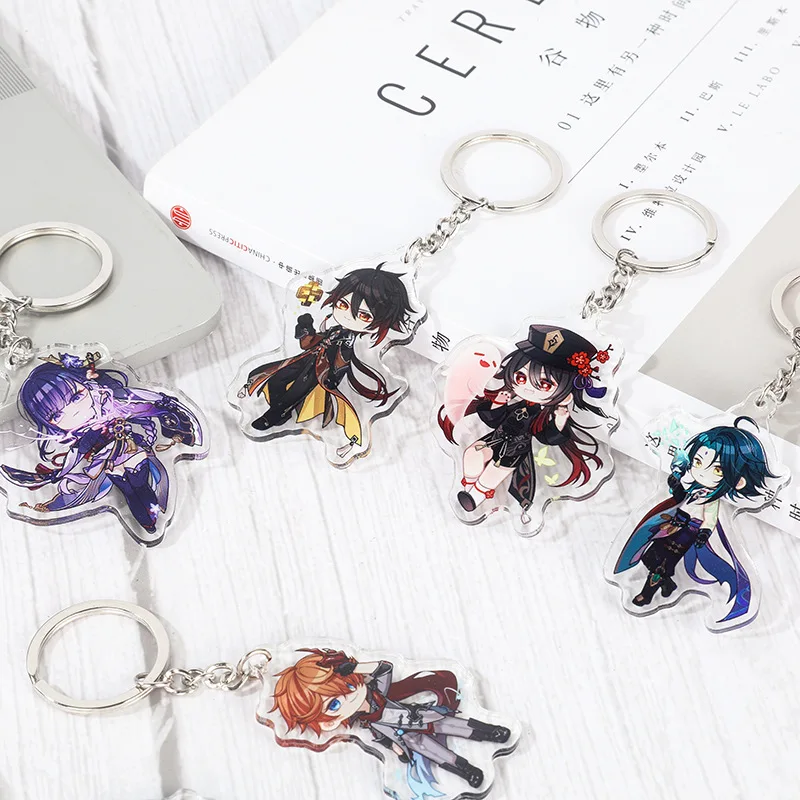 Wholesale animation around the genshin impact game Acrylic schoolbag pendant Double sided keychain