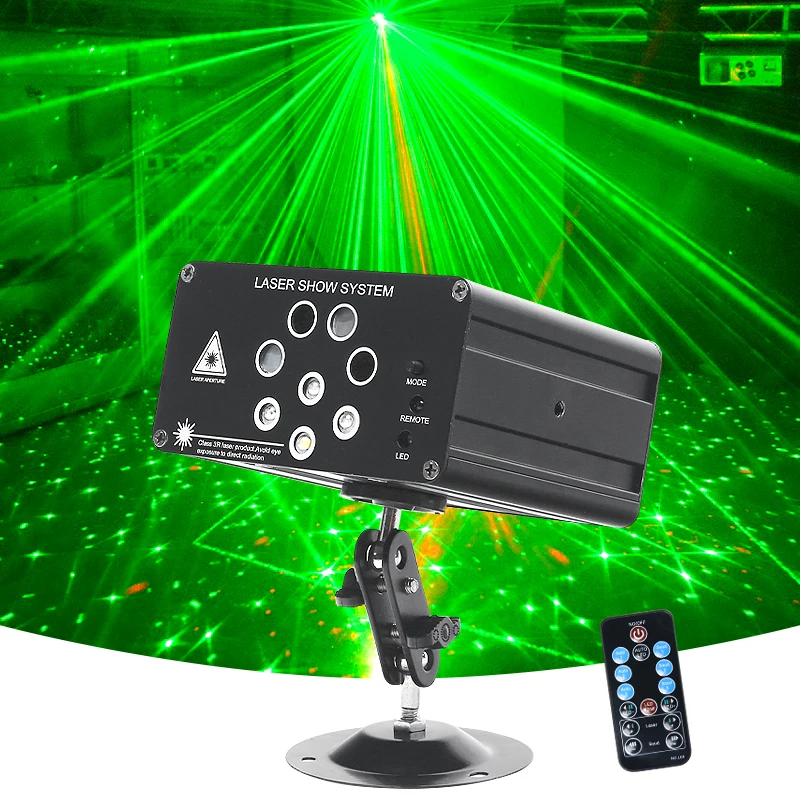 Hot selling 8 holes mini dj laser lights for sale 4 in1 rgb laser stage beam lights sound activated party light