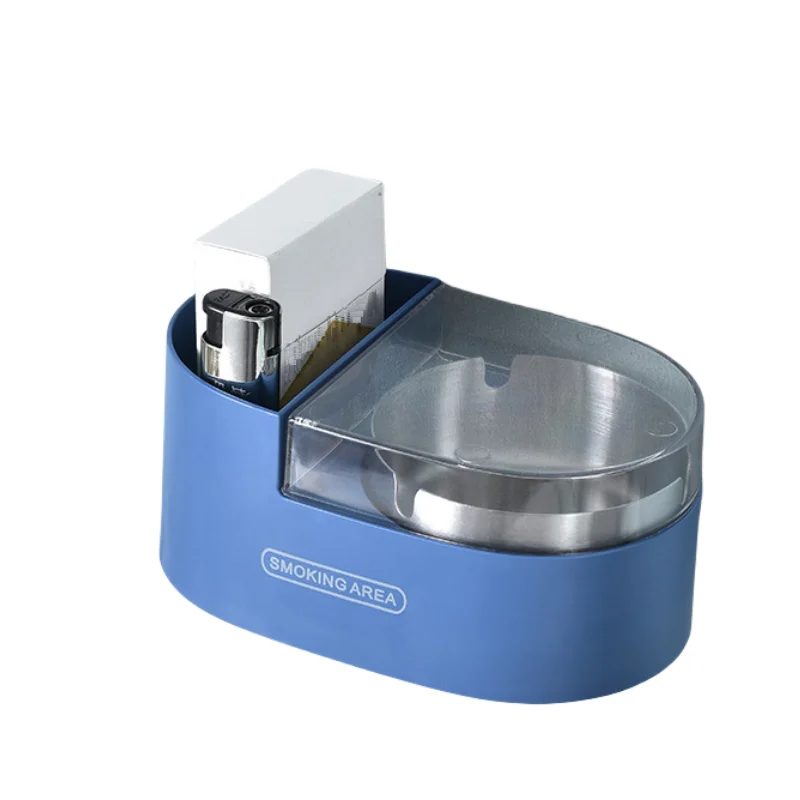 PP Creative wall mounted smoking area with cover frame  strong non perforated Plastic stainless steel ashtray