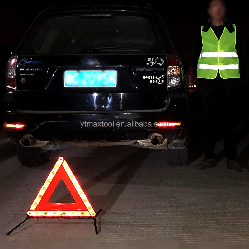 Car emergency stop accident tripod warning plate multi-function annual inspection tripod folding plate