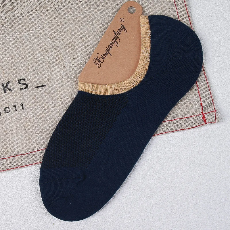 
Fashion Happy Men Boat Socks Summer Autumn Non-slip Silicone Invisible Cotton Socks Male Ankle Leather Shoes Sock 