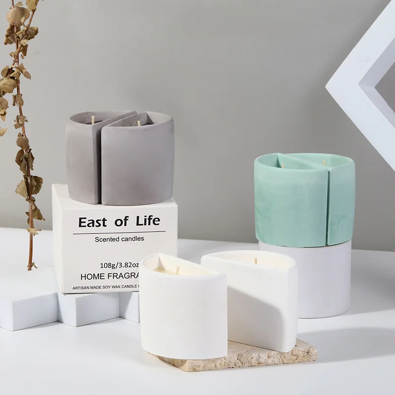 C&H Wholesale Luxury Custom Gypsum Candle Vessel 2 in 1 Nordic Candle Jar