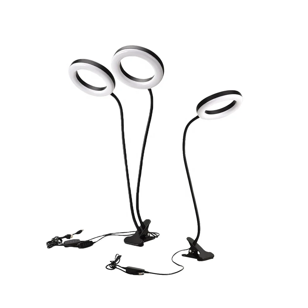 DC5V LED USB Desk Lamp 12W LED Selfie Ring Lamp Dimmable Flexible Ultrabright Beauty Brightening lamps 3000K 6500K Indoor Lights