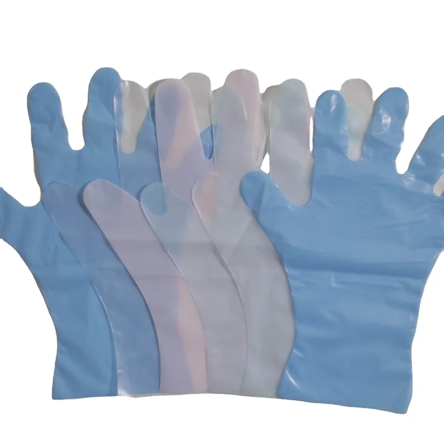 Natural Blue PE Plastic Thick TPE Gloves for Household Industry Use