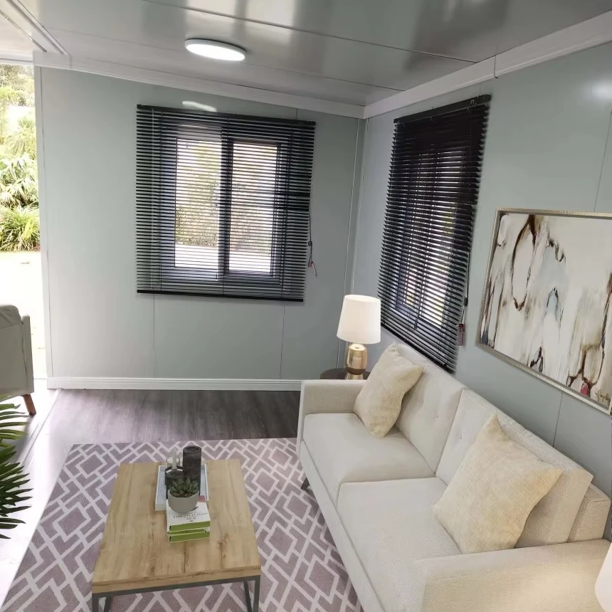 China  Wholesale Customized Plans 40ft Foldable Modular Home Expandable Shipping Container House with Woodgrain Wall Panels