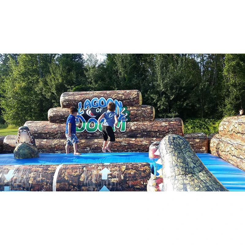 Unique challenge carnival log rolling balance games inflatable log game for sale