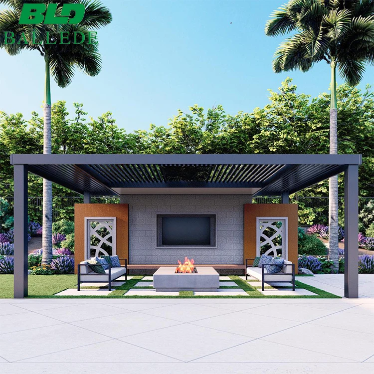 Motorized Freestanding Modular Pergola Bioclimatic Gazebo for Home Party Entertainment
