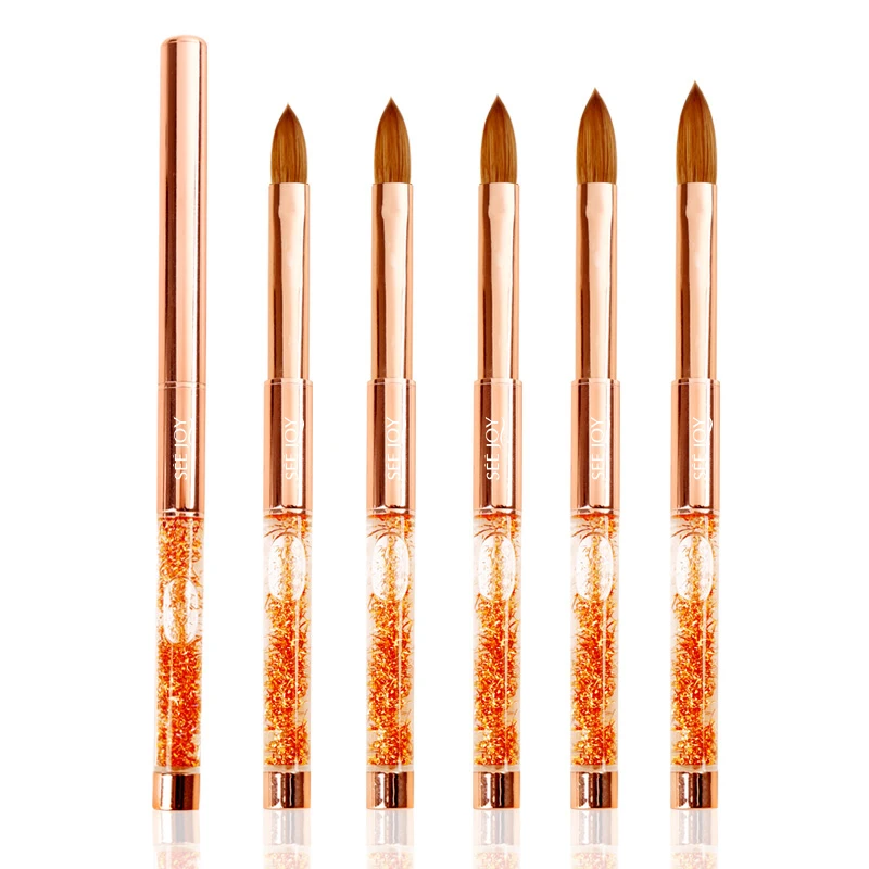 Полноразмерные кисти для дизайна ногтей с пользовательским логотипом 100% Kolinsky, акриловая кисть для дизайна ногтей