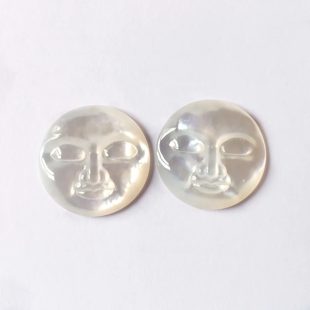 DIY jewelry accessories carved moon face mother of pearl cabochon face shell cameo