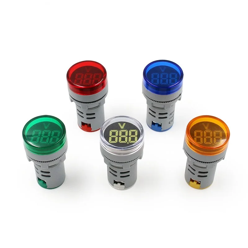 Мини цифровой вольтметр 22 мм круглые переменного тока 12-500 В Вольт Напряжение метр тестер монитор светодиодный индикатор питания контрольная лампа свет LED
