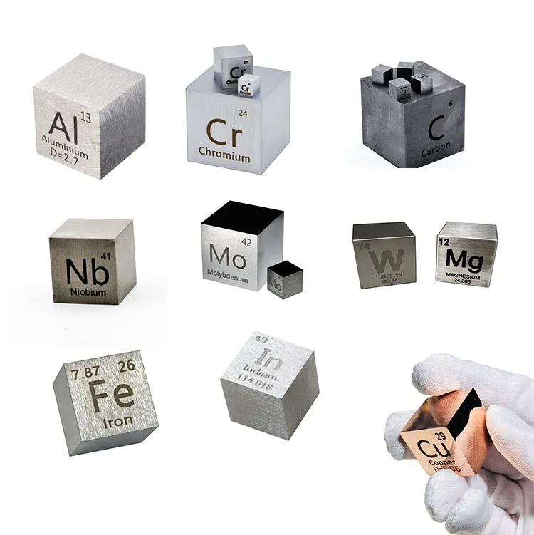 Periodic Elements Aluminum Chromium Carbon Niobium Molybdenum Tungsten Magnesium Iron Indium Copper Cube 10mm for Collection