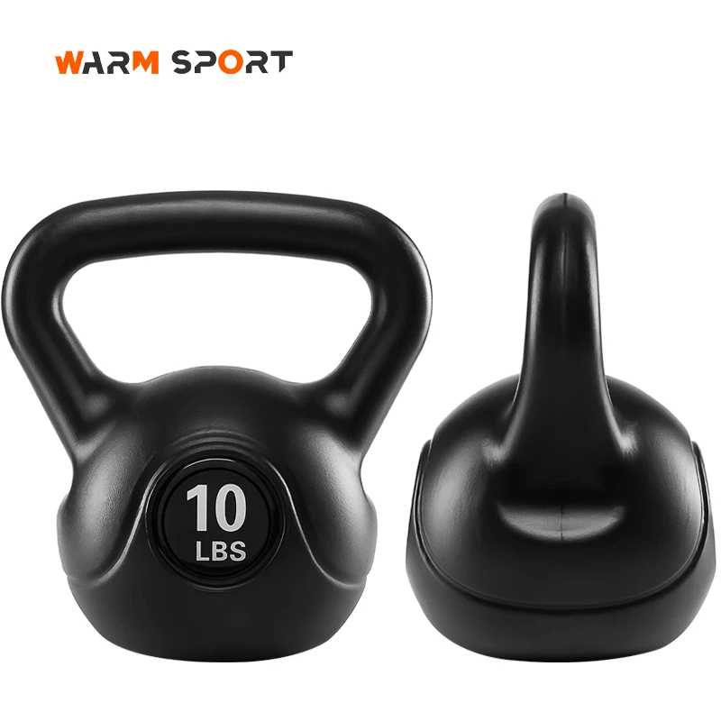 High Quality Home Fitness Equipment 2 4 6 8 10 12 KG Black Sand Filled Plastic Cement Kettlebell