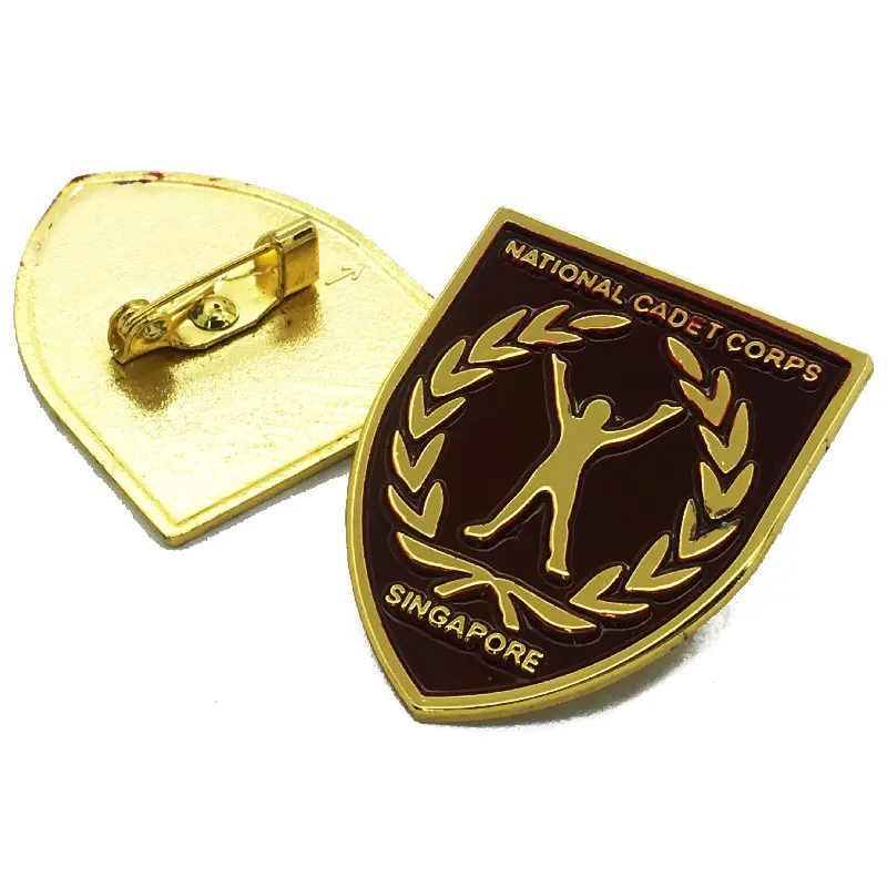 Customizable Yellow Gold Embossed Custom Shape Enamel Flag Luxury Metal Suit Star School Pin badge