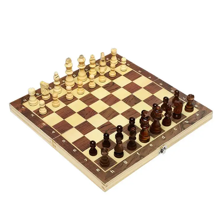 
Wooden Magnetic Chess Pieces Set with Folding Chessboard Gifts Board Draughts Entertainment Christmas Gift 