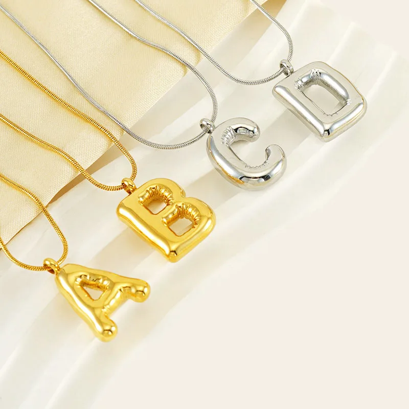 Name necklace personalised stainless steel pendant princess letter snake chain necklace 18k gold choker necklace engraving