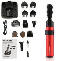 NIKAI NK2312 Multifunctional cordless 7 in 1 body nose hair cut machine electric hair clipper trimmer grooming kit