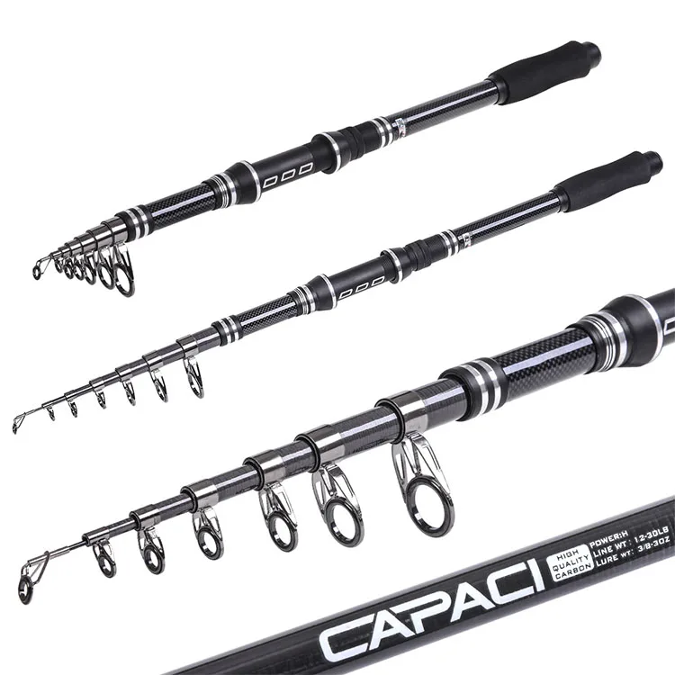 WeiHe1.8m-3.0m aluminum alloy handle carbon fiber baitcasting telescopic carbon  sea fishing rod
