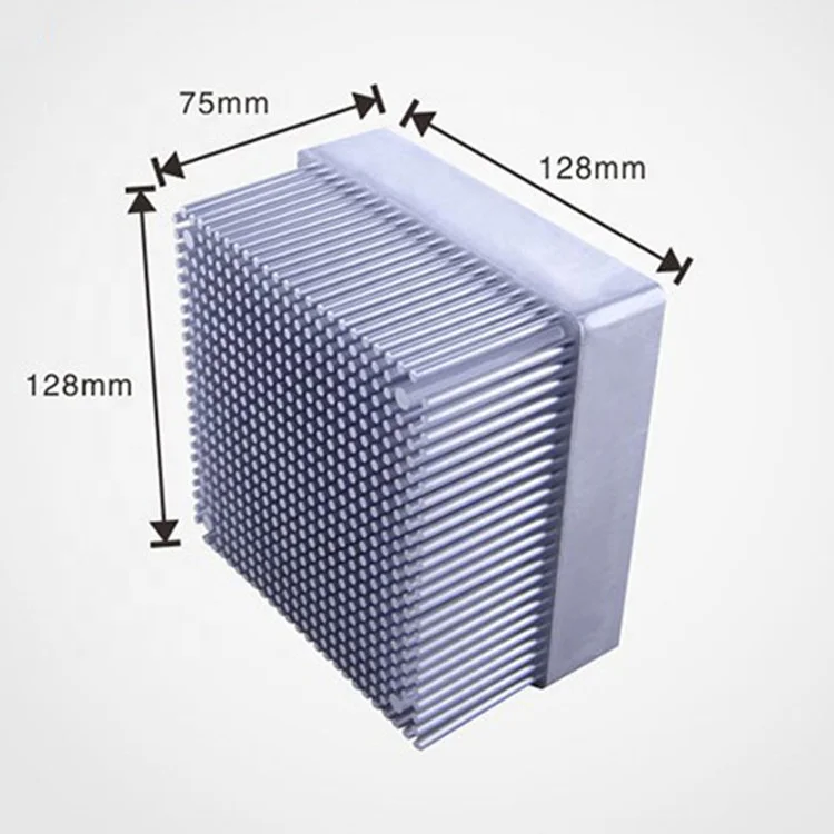 Custom square 128mm  Aluminum CPU Lamp  round Pin Fin Cold Forging Heatsink for computer