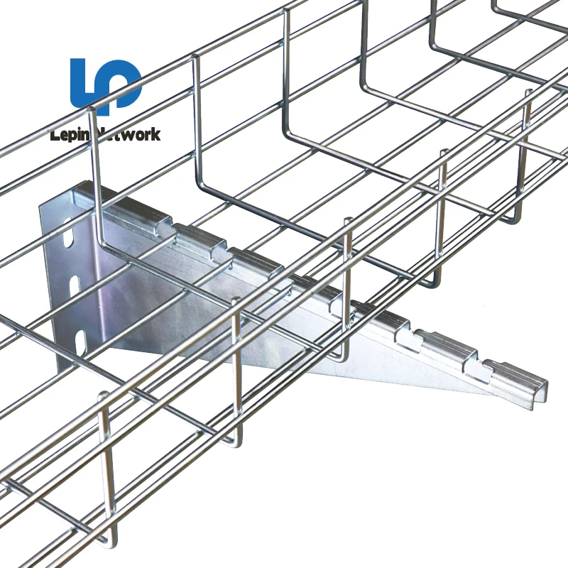 ningbo lepin supplier hot sell customize 100mm cable tray hanging HDG electrical ladder steel basket wire mesh cable tray size