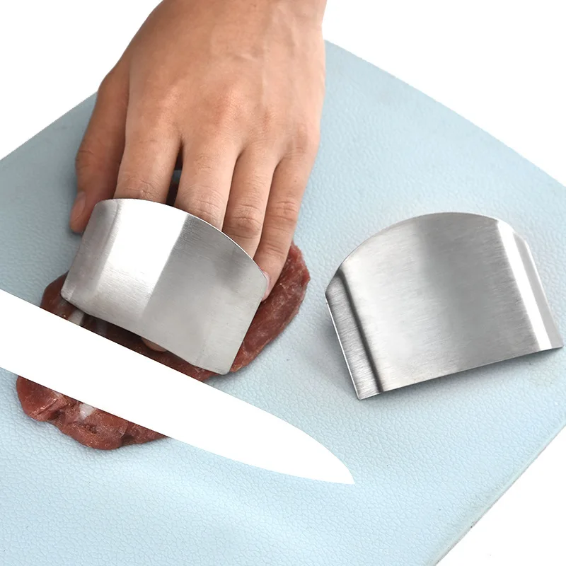 2 Pcs of Knife Guard, For Dicing and Slicing in Kitchens Promifun Stainless Steel Finger Guard, Kitchen Finger Protector