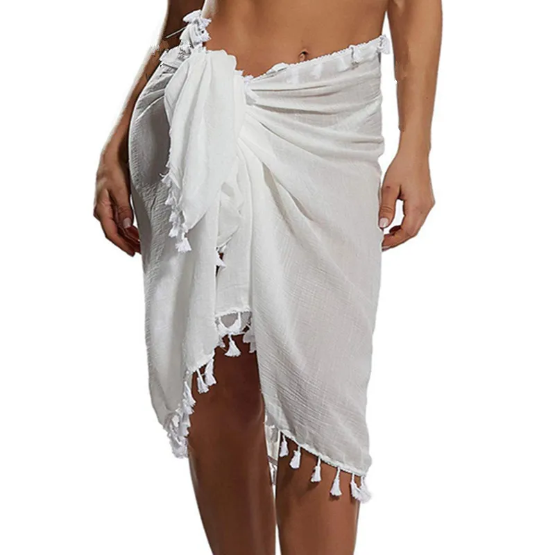 Sexy Summer Skirt Stylish White Sarong Cover up Beachwear Pool Party Sarong Vacation One Size Fit All