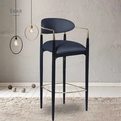 Ekar Furniture Wholesale Luxury Cafe Gold Gilt Metal orange Fabric High Standing Bar Stool Chairs