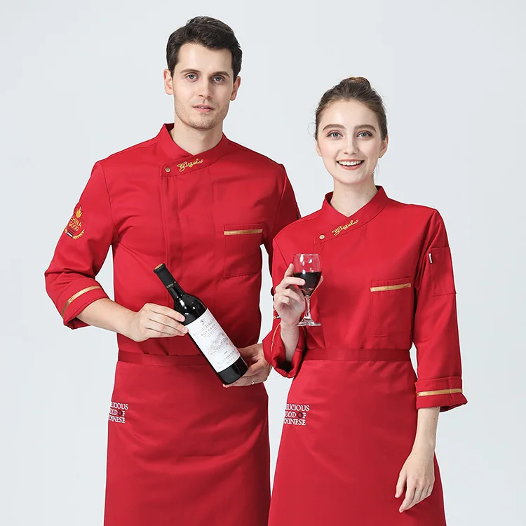 Wholesale unisex kitchen chef uniform bakery food service cook long sleeved breathable shirt single breasted chef jacket clothes