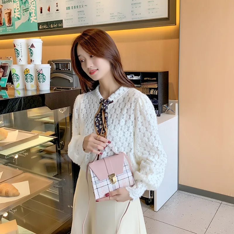 2023 Plaid Striped Shoulder Bag PU Leather Woman Body Handbag Crossbody Shoulder Bag Fashion Lady Cross Bag For Women
