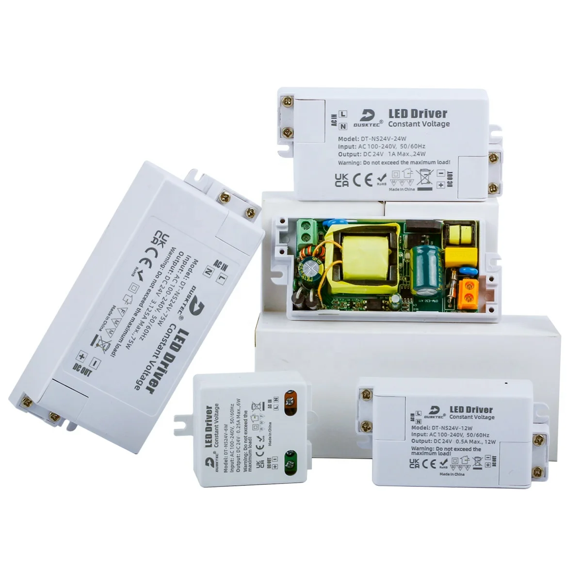 Приглушаемый драйвер DUSKTEC 24 Вт 12 В Triac постоянного напряжения маленький светодиодный x8 освещения