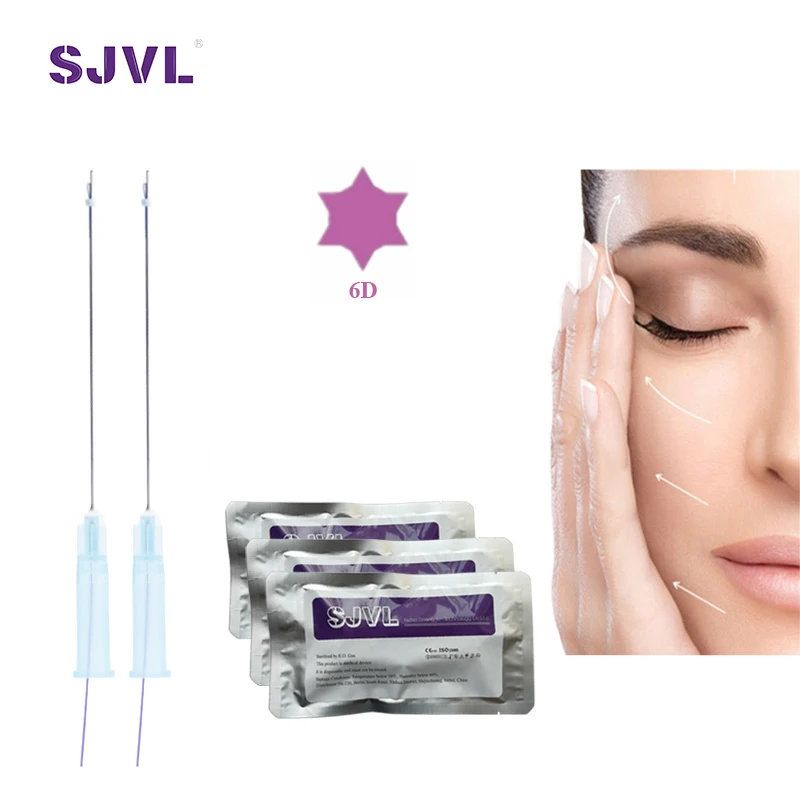 23G 60mm Half Blunt Thread Lifting PDO Cog 6D with L Type Cannula