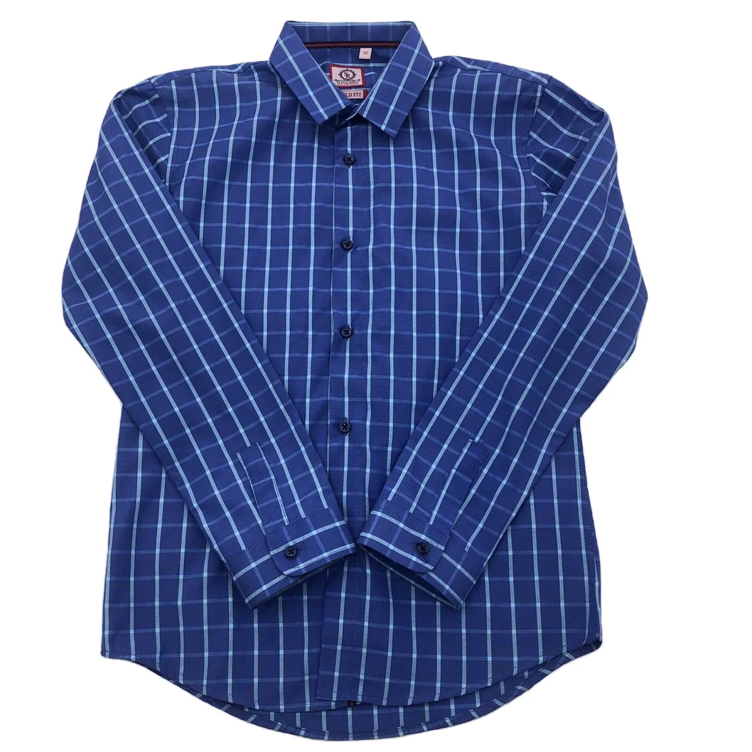 Custom High Quality Shirt 2 to 20 Years Turn Down Collar Long Sleeve Plaid Shirt For Boys Kids
