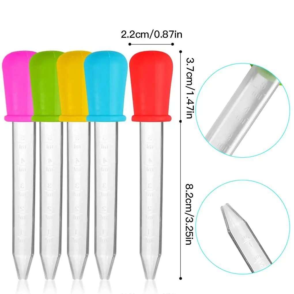 5ml Colored silicone medicine feed dropper with measurements baby medicine dropper