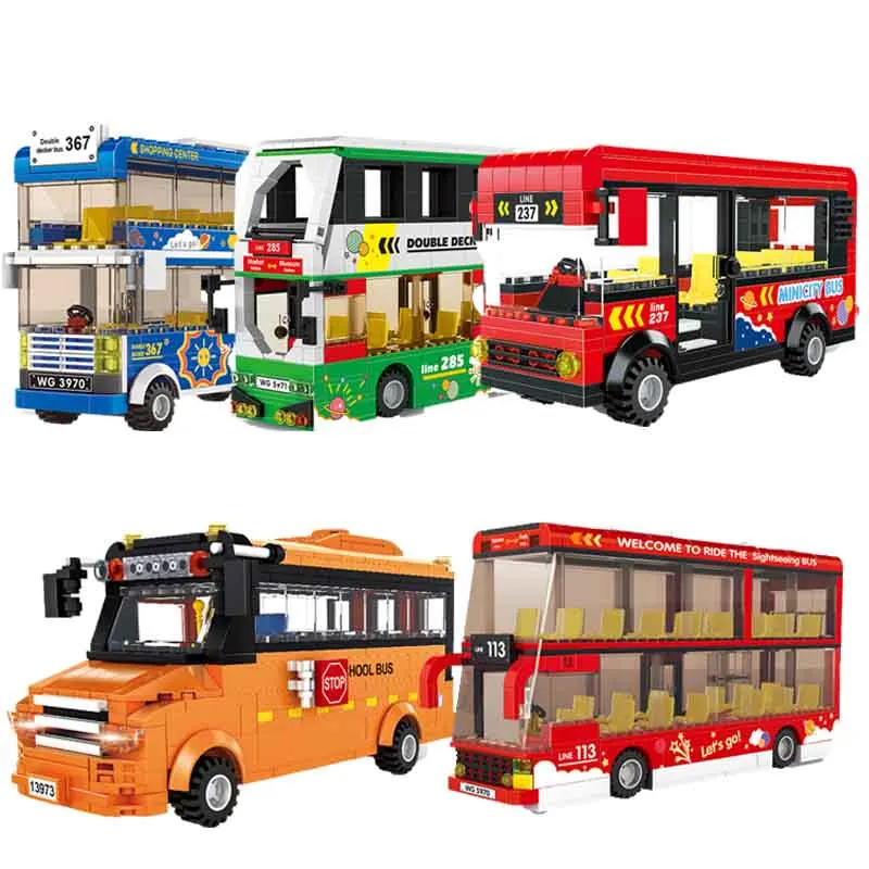 3972 Transportation Series Double-decker Bus School Sightseeing Bus Block Sets Building Block for Children Christmas