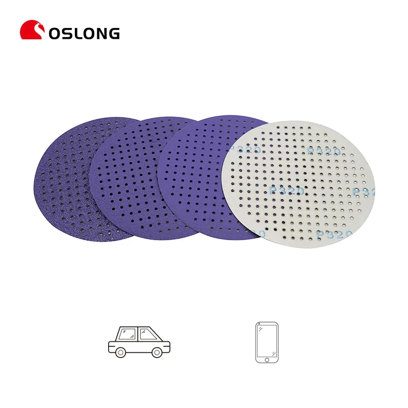 Круглый абразивный диск Oslong с несколькими отверстиями, 5 дюймов, 125 мм, зернистость 180, керамический оксид алюминия, фиолетовый шлифовальный диск
