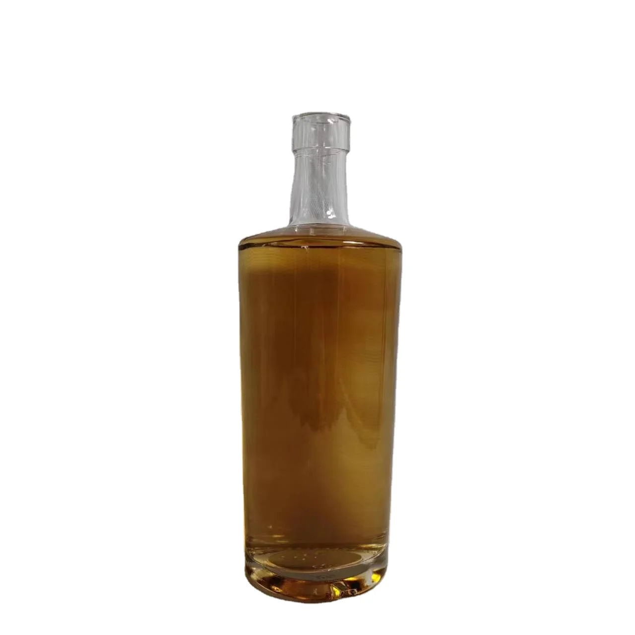 Wholesale custom bar popular cylindrical transparent whiskey Vodka bottle 500ml 700ml glass bottle with cork
