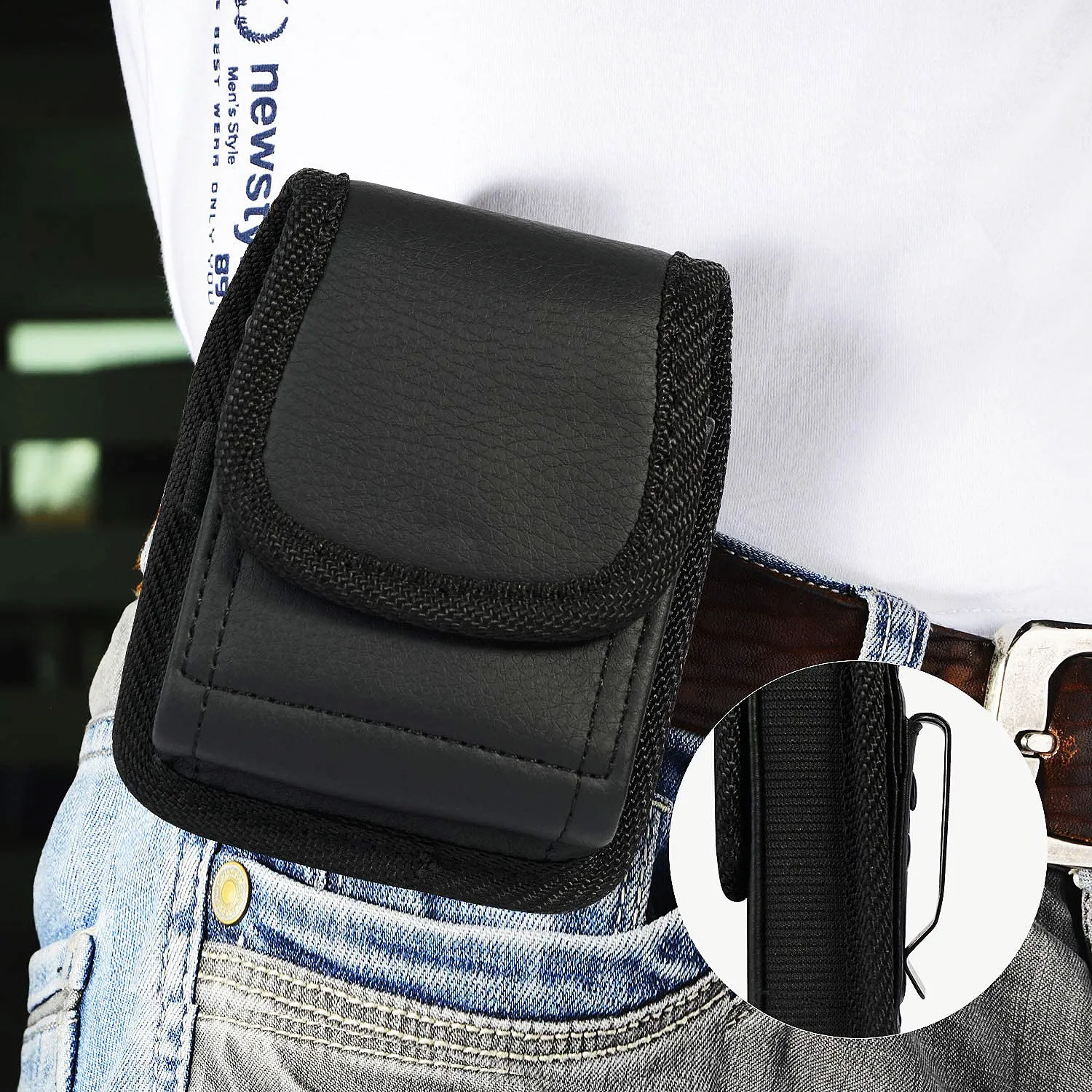 Universal Luxury Leather Nylon Waist Pouches for Samsung Z FLIP 5 4 3 for Moto Razr+ 2023 Case Holster Belt Clip Cover