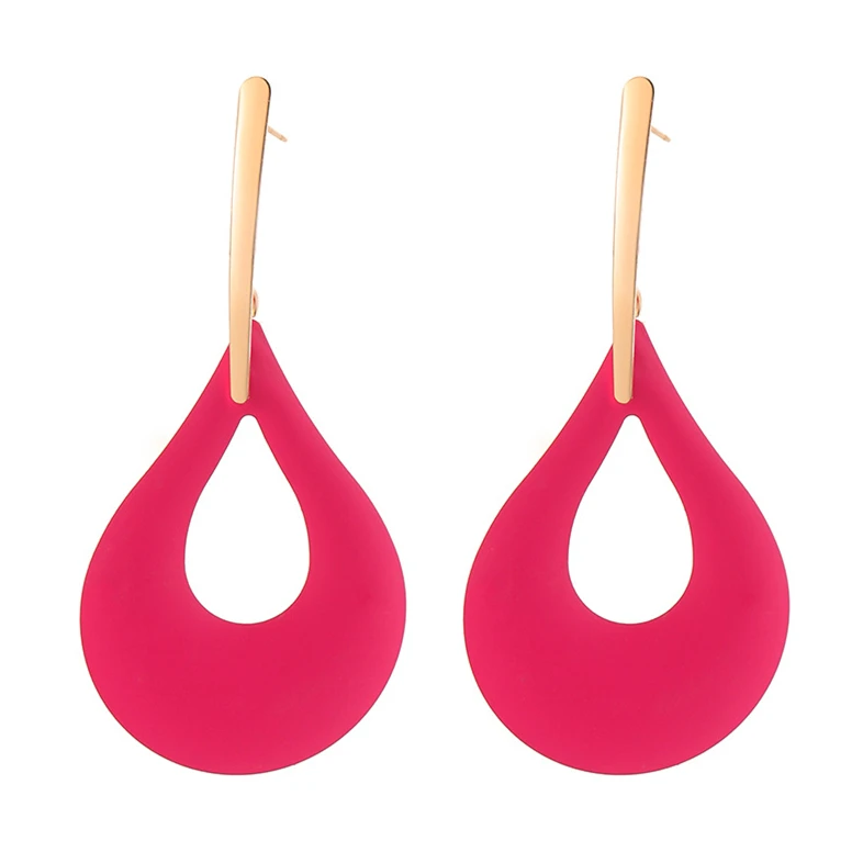 Summer Exaggerated Large Earrings Personality Multi-color Lacquered Earrings Geometry Drop Hollow Earrings for Women Girls