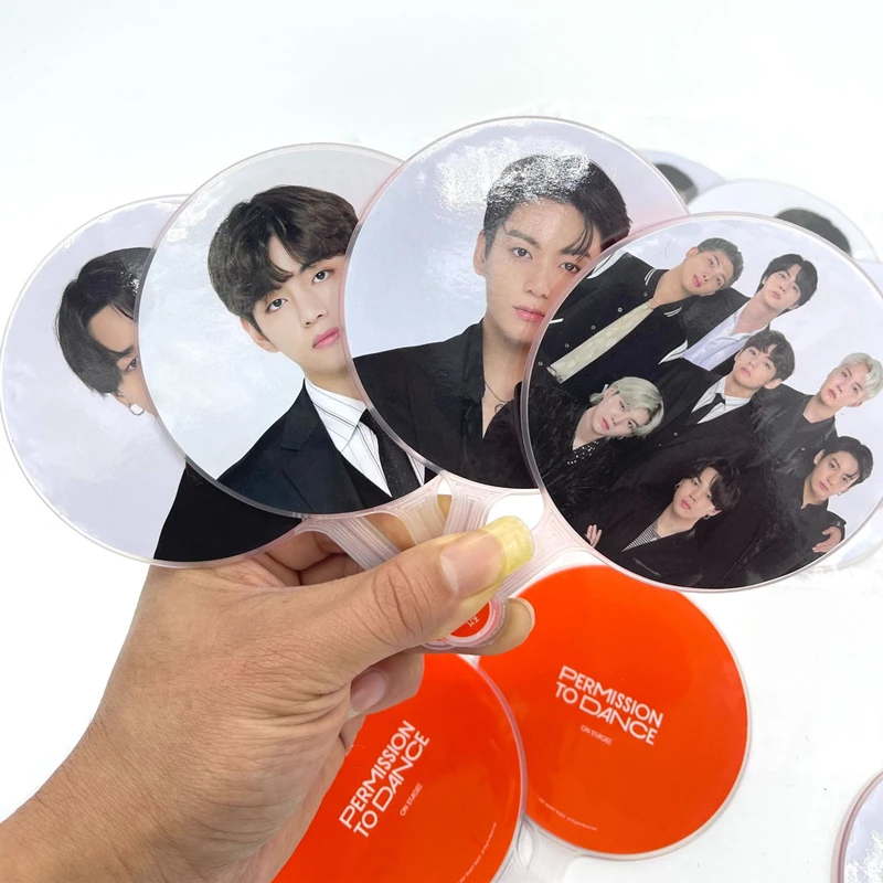 Wholesale KPOP Idol Merchandise Double Sides Printed Bangtan Boys  Permission To Dance On Stage Mini Hand Fan Plastic Fan