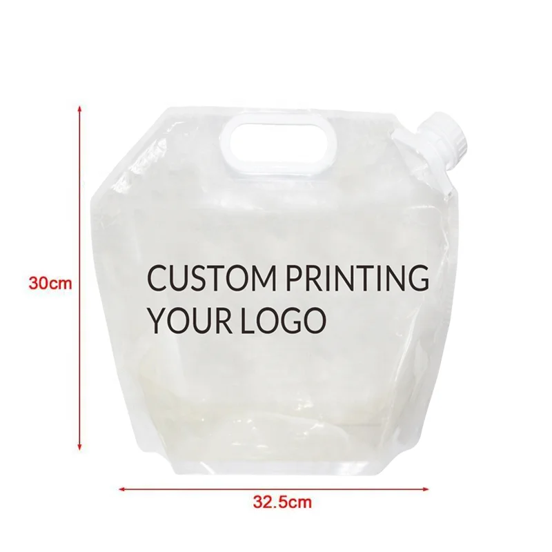 Custom logo Reusable 330ml 600ml 4L 5 Liters 10 Liters Plastic Liquid Drinking Mineral Water Spout Pouch