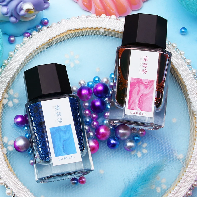 Lorelei 15ml Glass Bottle Sheen Gold Powder Color Ink In Fountain Pen